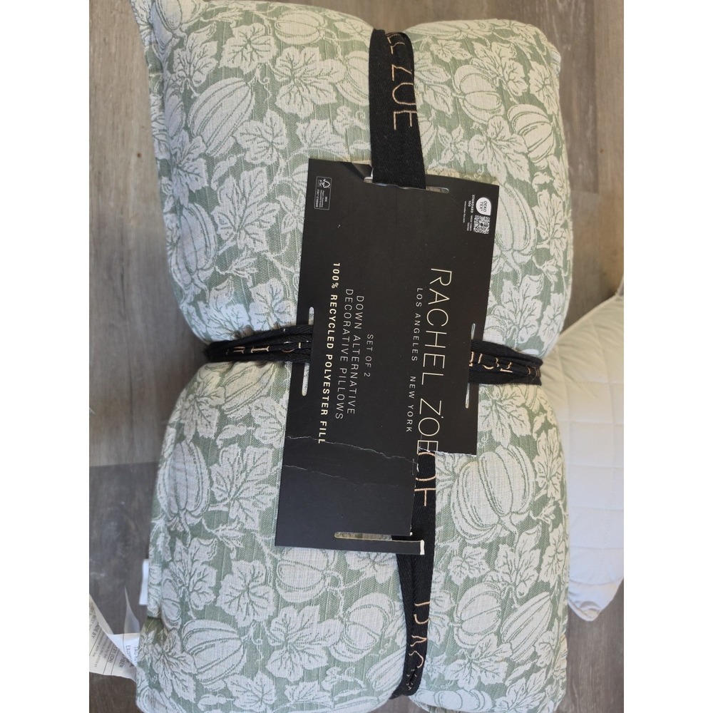 Rachel Zoe  decorative Pillow -pumkins  Green & White  23" Long  By‎ 13" Long